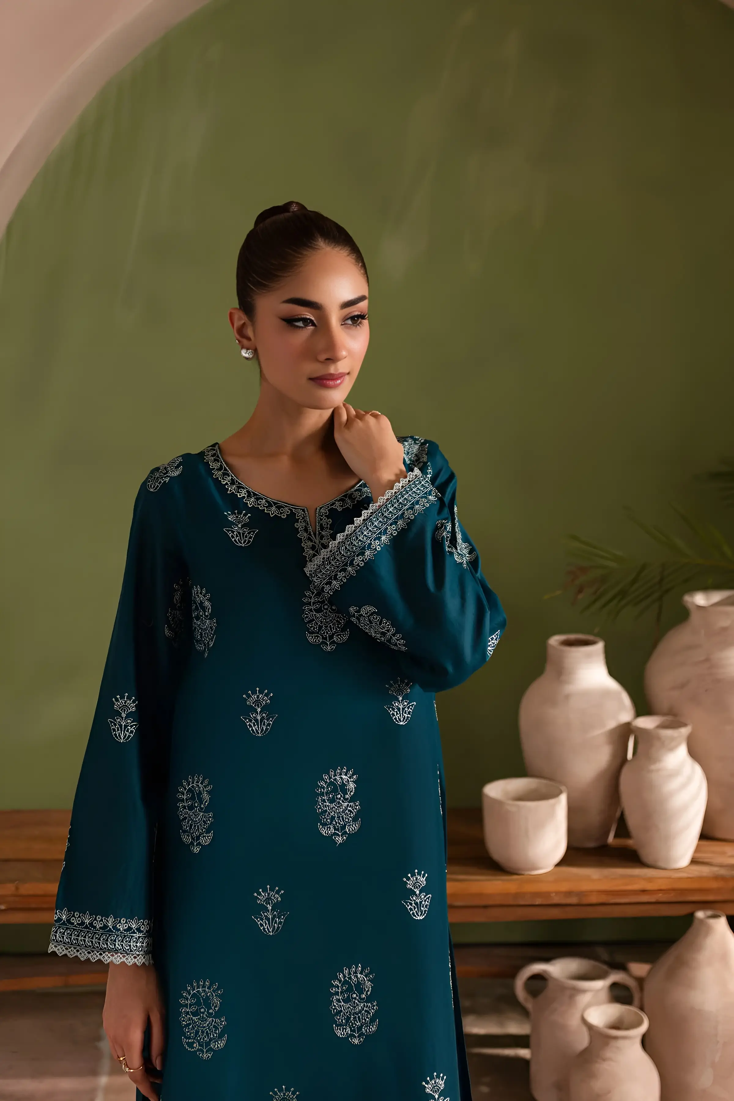 Best Seller - Aqua Beach - 2Pc Stitched Embroidered Dress - Image 2