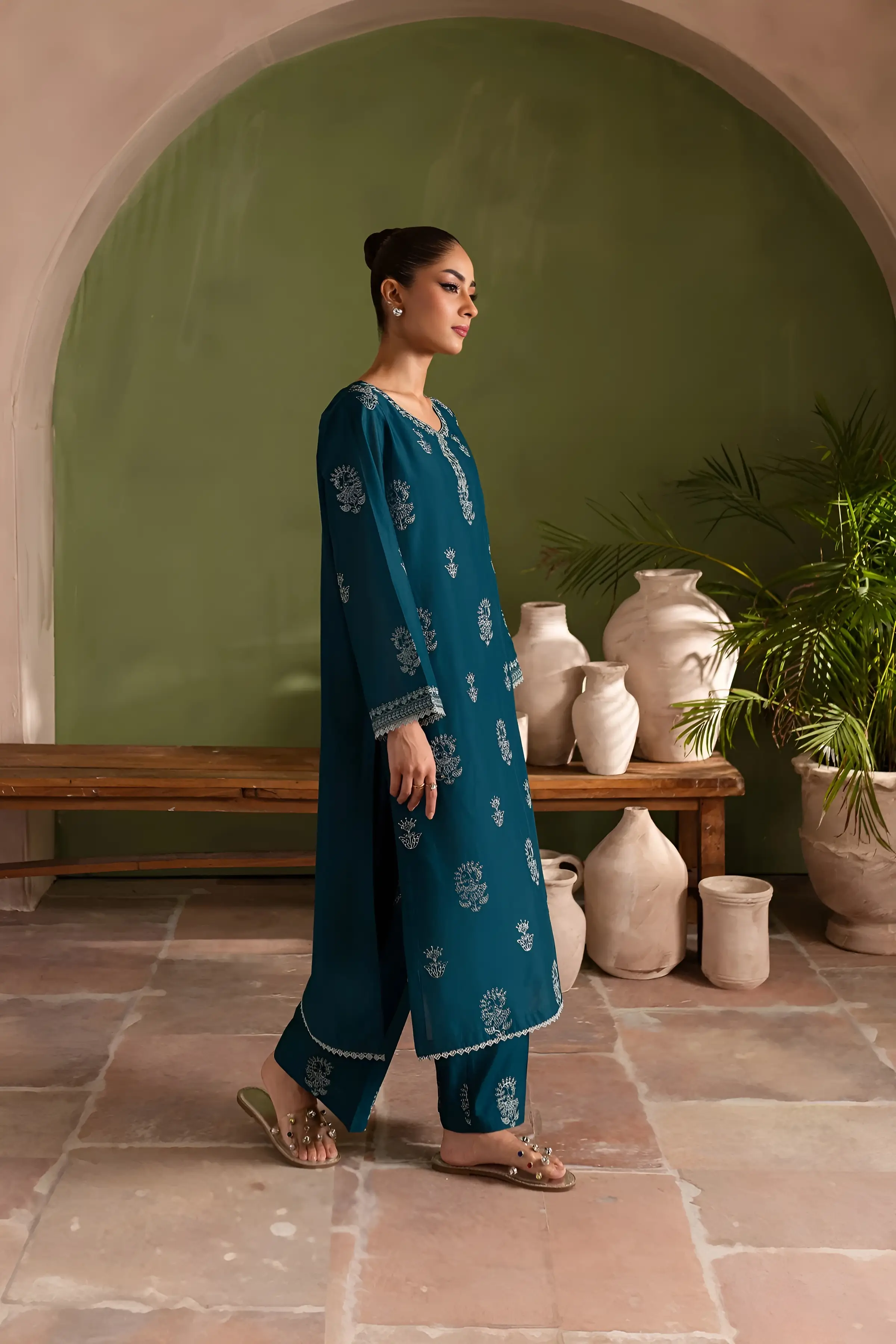 Best Seller - Aqua Beach - 2Pc Stitched Embroidered Dress - Image 4