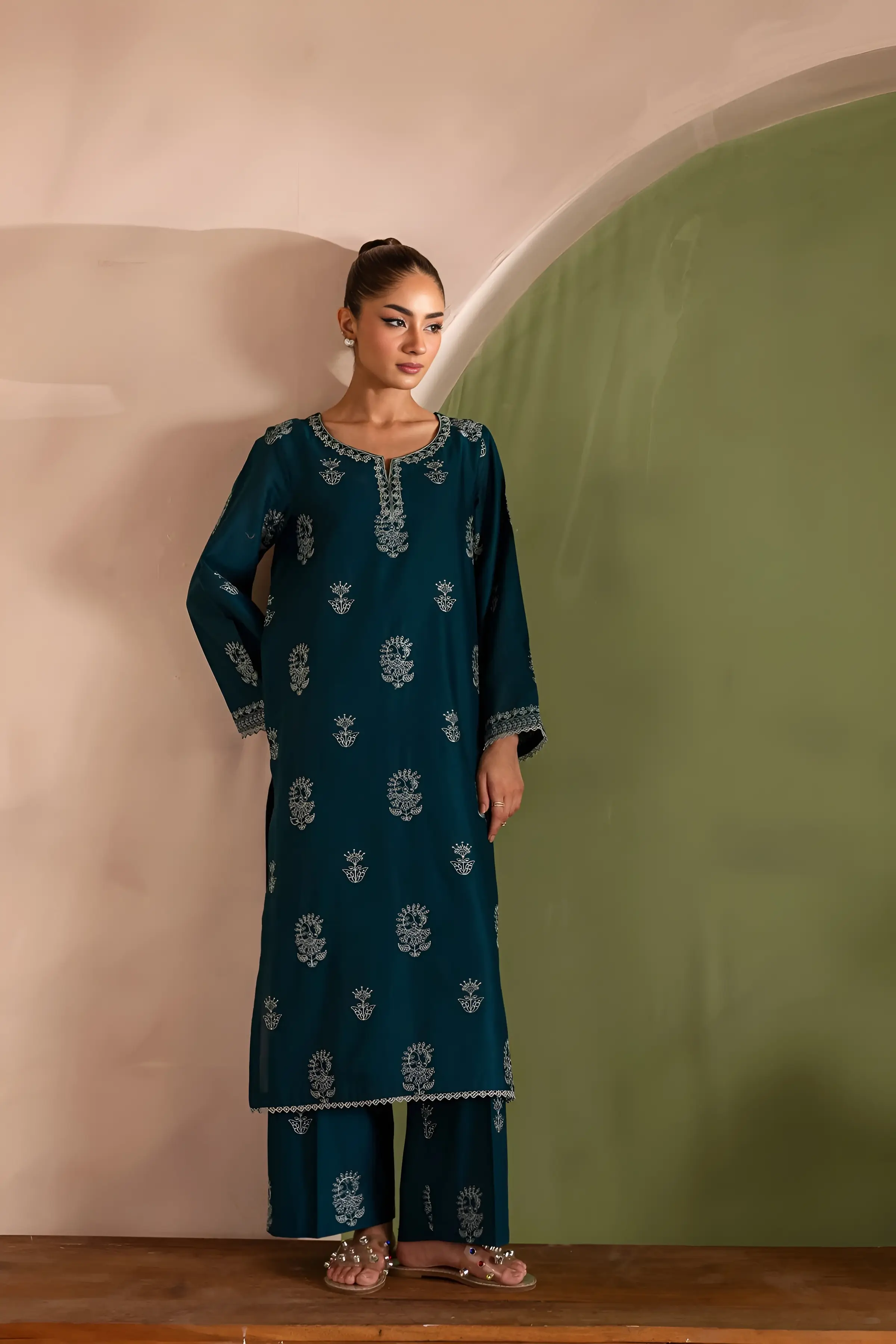 Best Seller - Aqua Beach - 2Pc Stitched Embroidered Dress - Image 6