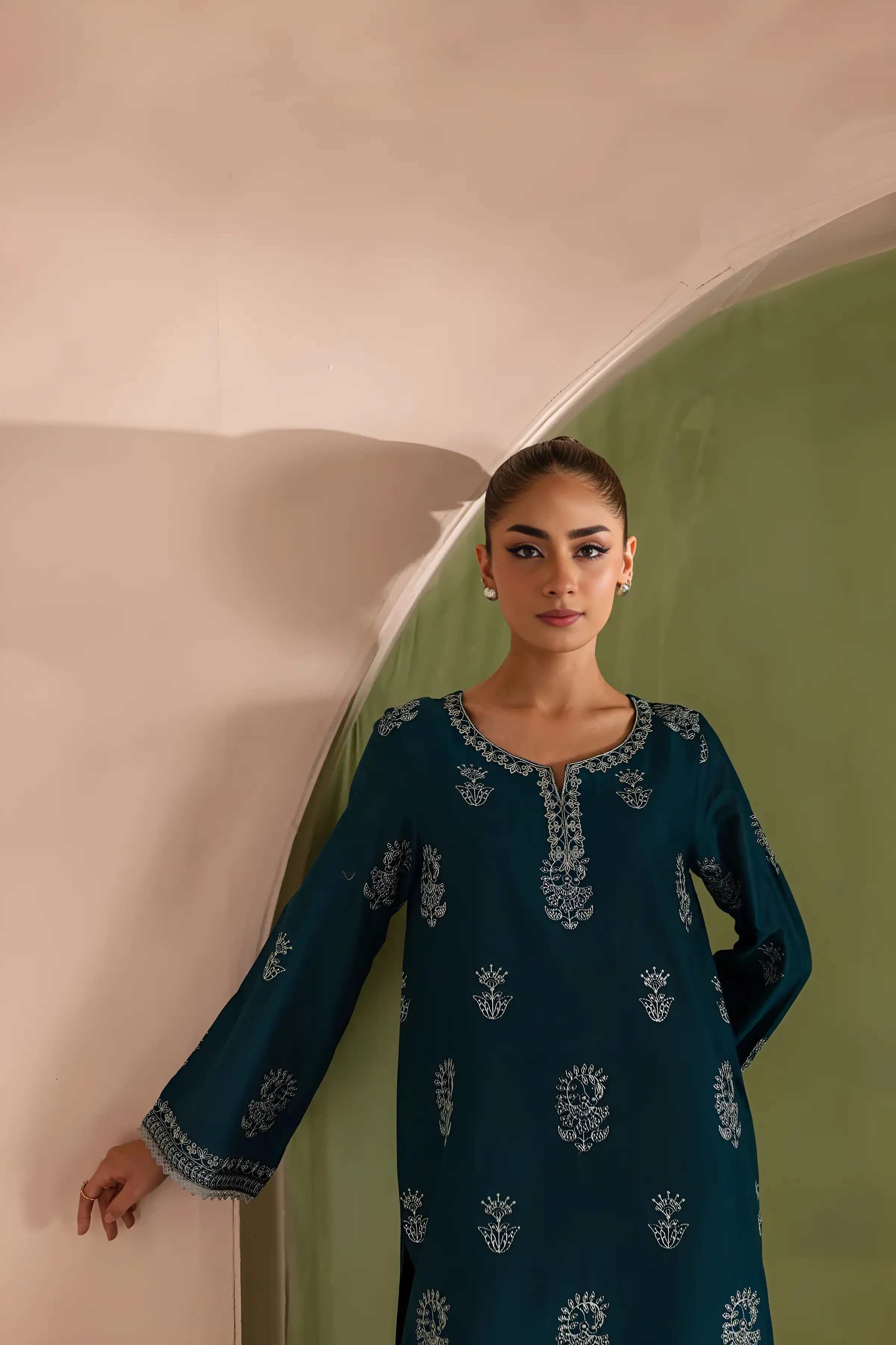 Best Seller - Aqua Beach - 2Pc Stitched Embroidered Dress - Image 7