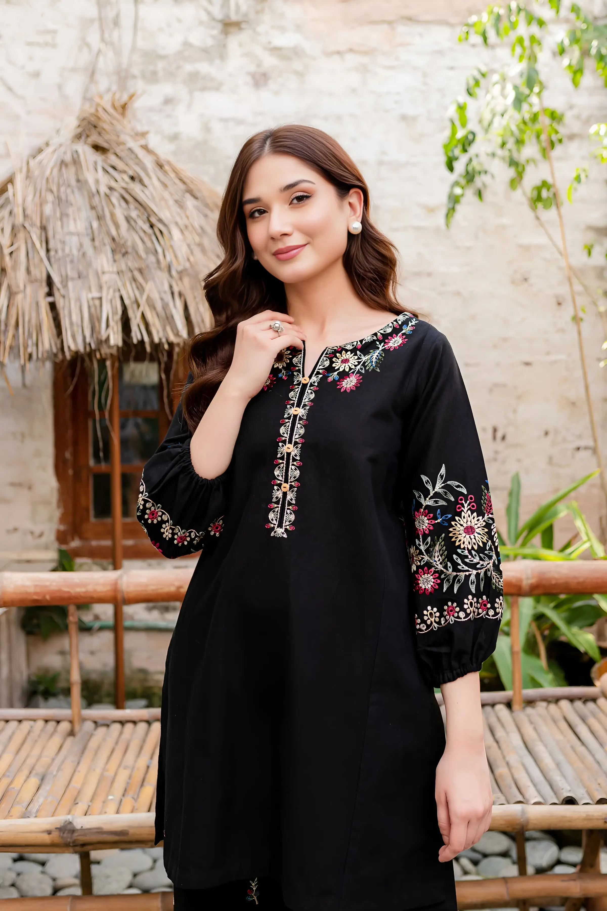 Best Seller - Black Beauty - 2Pc Stitched Embroidered Dress - Image 8