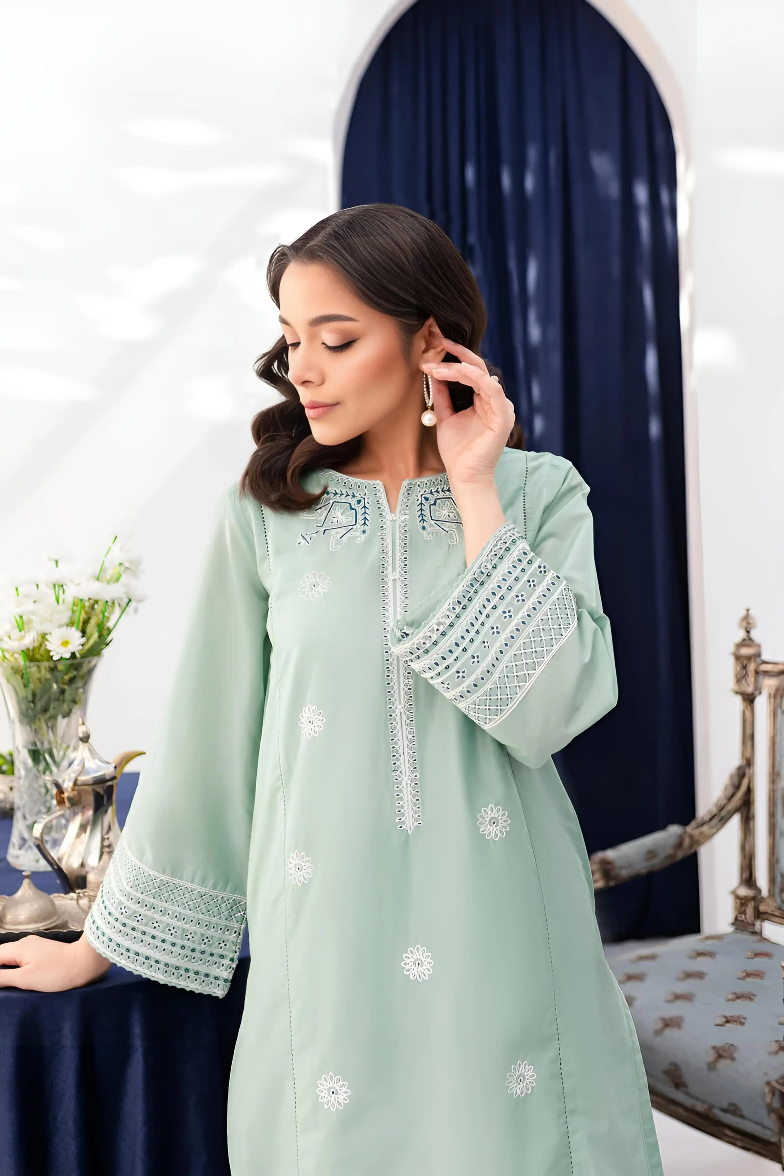 Best Seller - Opaline - 2Pc Stitched Embroidered Dress - Image 6