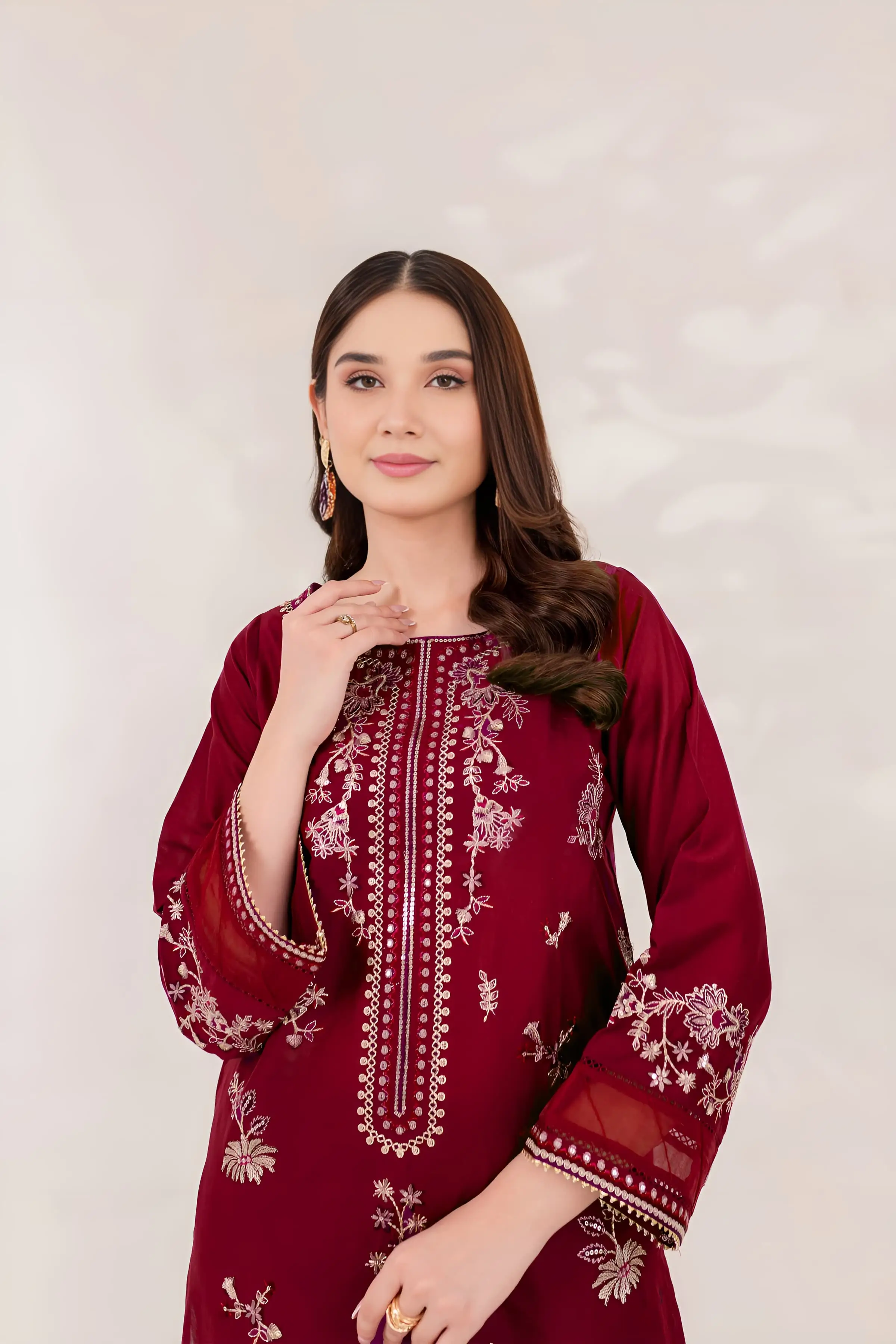 Best Seller - Red Blood - 2Pc Stitched Embroidered Dress - Image 4