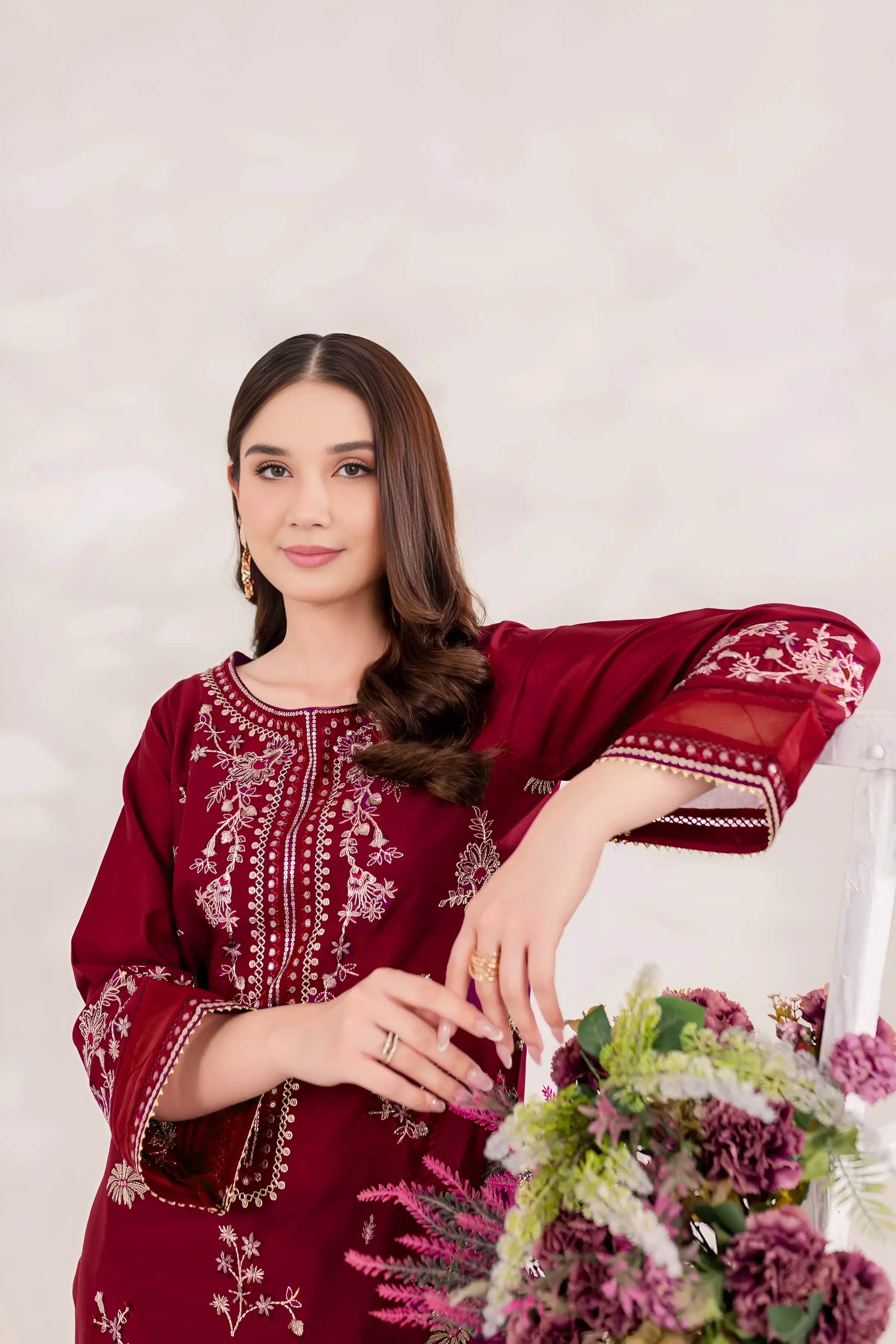Best Seller - Red Blood - 2Pc Stitched Embroidered Dress - Image 7